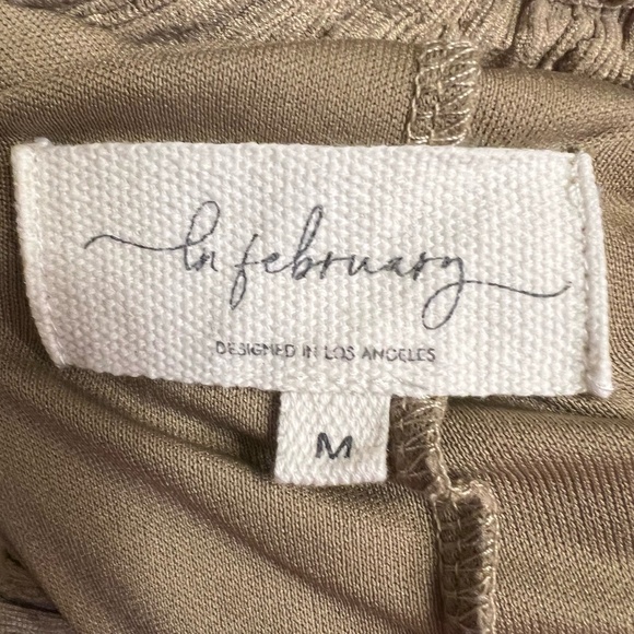 In February Beige‎ Textured Elastic Waist Wide Leg Comfy Pants Size M - Picture 2 of 12